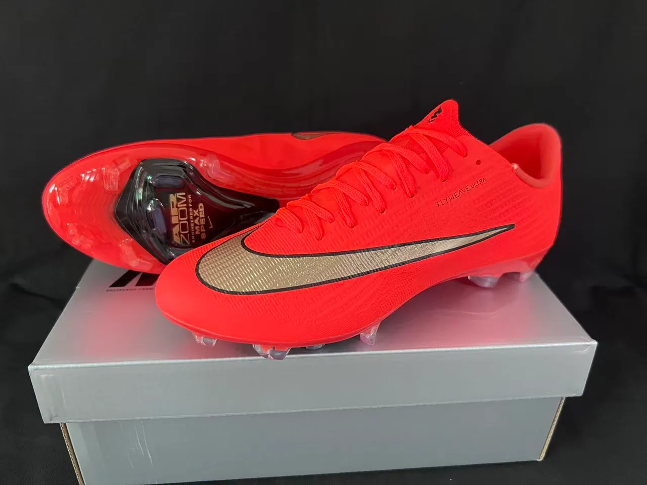 Nike Mercurial Superfly Flyweave Ultra Orange Gold Firm-Ground Soccer Shoes 9