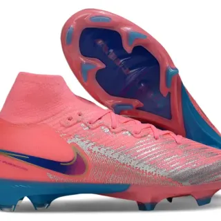 Nike Mercurial Superfly গোলাপি নীল হাই-কাট সক-ফিট কলার ফার্ম-গ্রাউন্ড ফুটবল জুতা
