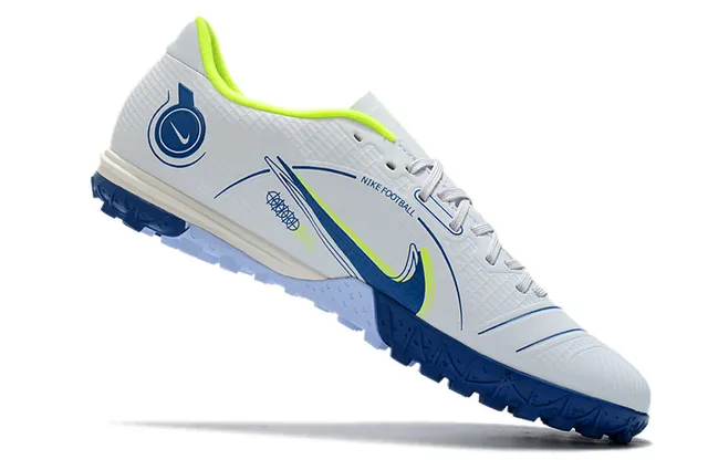 Nike Mercurial Turf branco azul neon lime Turf sapatos de futebol 2