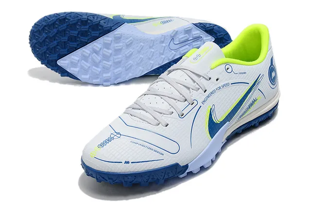Nike Mercurial Turf branco azul neon lime Turf sapatos de futebol 4