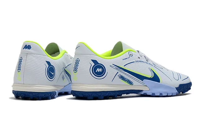 Nike Mercurial Turf branco azul neon lime Turf sapatos de futebol 5
