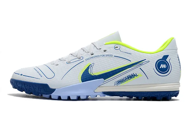 Nike Mercurial Turf branco azul neon lime Turf sapatos de futebol 7