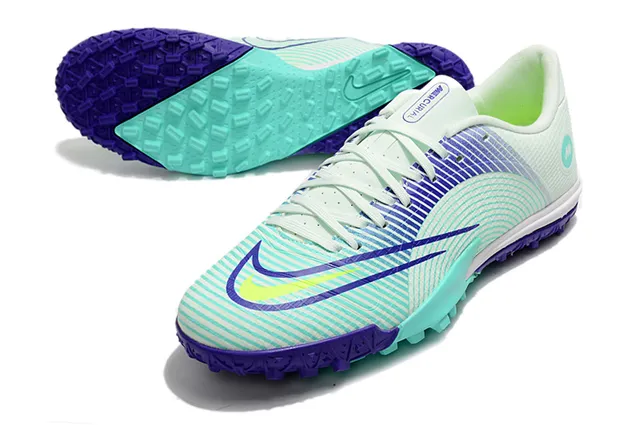 Nike Mercurial Turf branco azul neon lime Turf sapatos de futebol 10