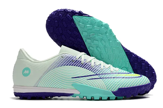 Nike Mercurial Turf branco azul neon lime Turf sapatos de futebol 12
