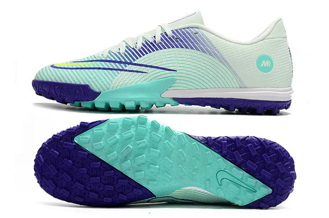 Nike Mercurial Turf branco azul neon lime Turf sapatos de futebol 13