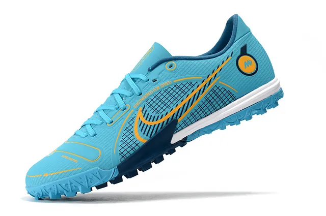 Nike Mercurial Turf branco azul neon lime Turf sapatos de futebol 16