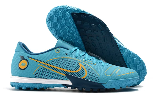 Nike Mercurial Turf branco azul neon lime Turf sapatos de futebol 19