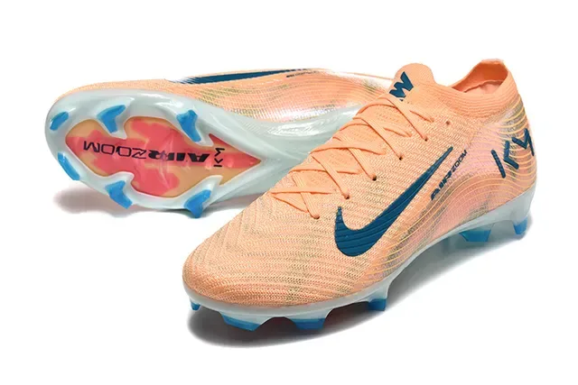 Nike Mercurial Vapor KM Peach Blue Firm-Ground Soccer Shoes 6