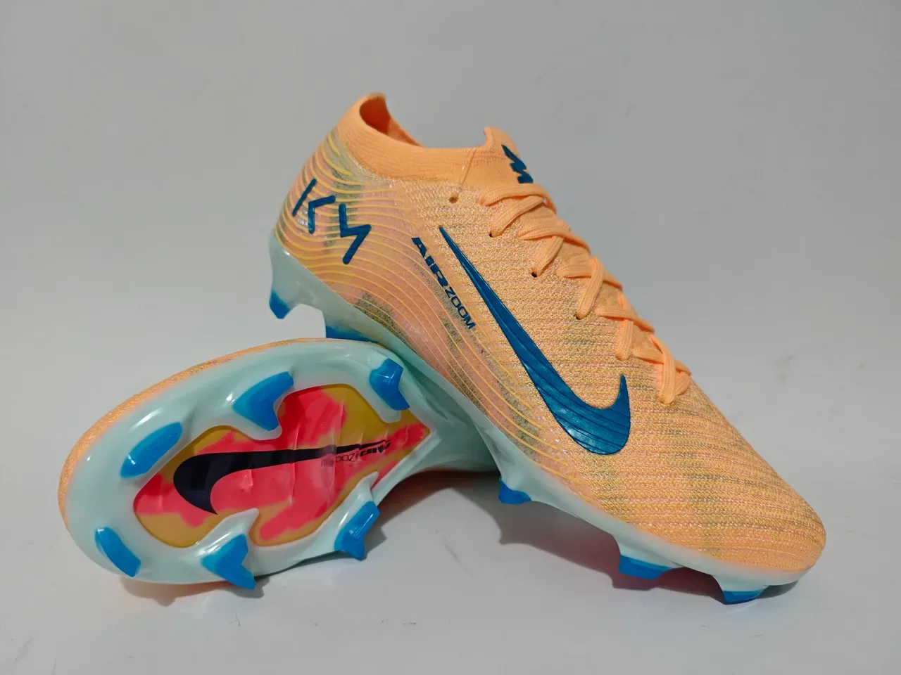 Nike Mercurial Vapor KM Peach Blue Firm-Ground Soccer Shoes 11