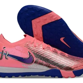 Nike Mercurial Vapor Pink Blue Knit Upper Reflective Silver Stripes Turf Soccer Shoes