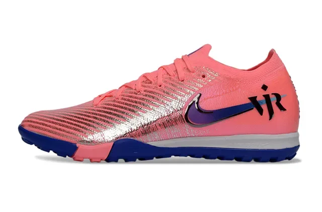 Nike Mercurial Vapor Upper Knit Rosa Azul Tiras Refletoras Prateadas Sapatos de Futebol Turf 6