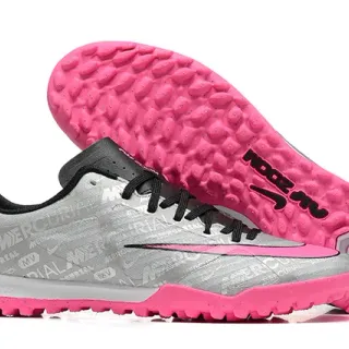Nike Mercurial Vapor Silver Pink Low-Cut Synthetic Upper Repeated Graphic Print Turf Soccer Shoes