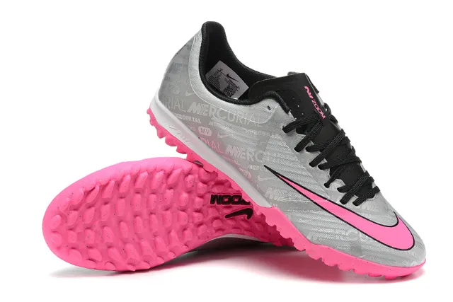 Nike Mercurial Vapor Silver Pink Chaussures de football turf à coupe basse avec upper synthétique et impression graphique répétée 6