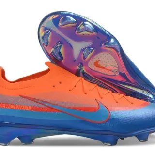 Nike Orange Blue Low-Cut Sock-Fit Upper Translucent Iridescent Heel Counter Firm-Ground Soccer Shoes