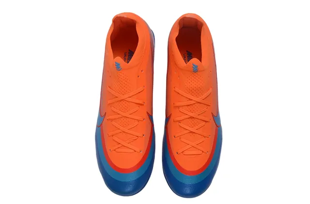 Nike Orange Blue Low-Cut Sock-Fit Upper Translucent Iridescent Heel Counter Firm-Ground Soccer Shoes 2