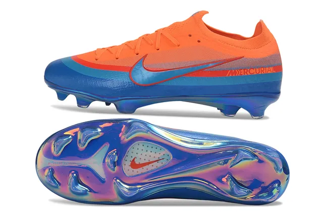 Nike Orange Blue Low-Cut Sock-Fit Upper Translucent Iridescent Heel Counter Firm-Ground Soccer Shoes 5