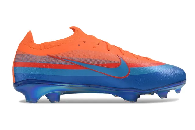 Nike Orange Blue Low-Cut Sock-Fit Upper Translucent Iridescent Heel Counter Firm-Ground Soccer Shoes 7