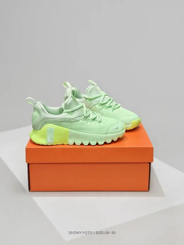 Nike Orange Green Knit Upper Sculpted Wavy Midsole Lifestyle Sneakers 3
