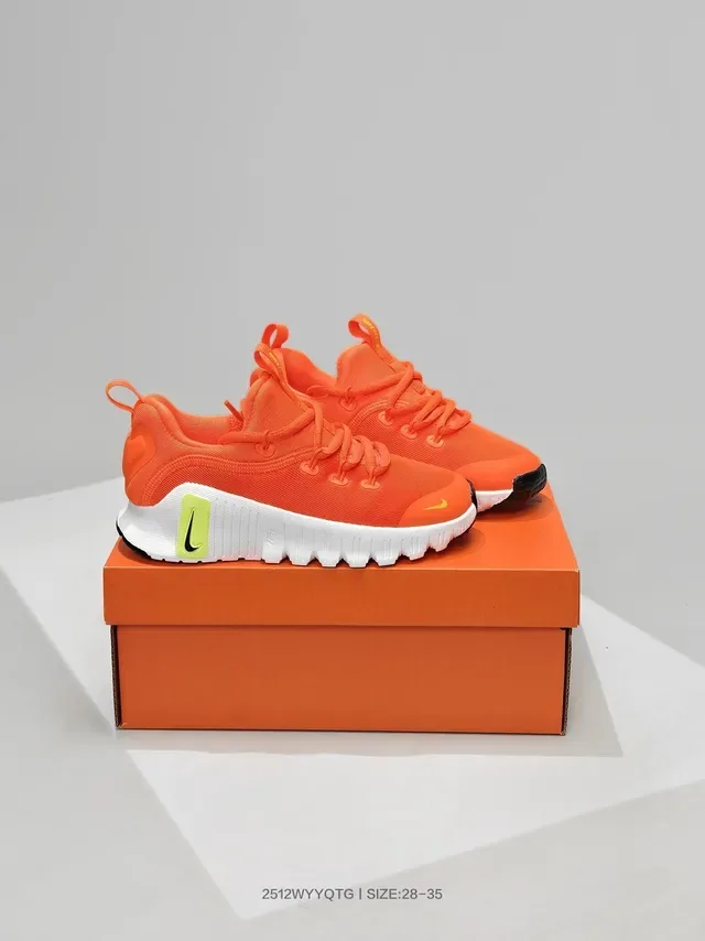 Nike Orange Green Knit Upper Sculpted Wavy Midsole Lifestyle Sneakers 5