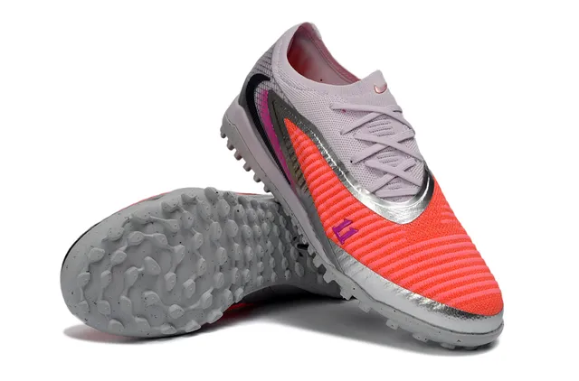Nike Orange Rose Tricot Supérieur Réfléchissant Argent Swoosh Gazon Football Chaussures 3