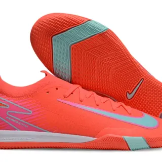 Nike Orange Pink Knit Upper Synthetic Overlays Indoor Soccer Shoes