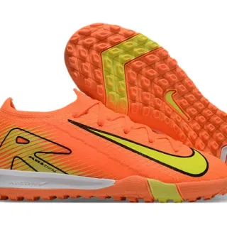 Nike नारंगी पीली बुनाई ऊपरी कम कट कॉलर टर्फ फुटबॉल जूते
