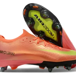 Nike Orange Yellow Low-Cut Sock-Fit Upper Iridescent Synthetic Firm-Ground Soccer Shoes