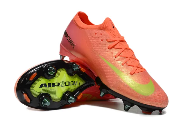 Nike Orange Yellow Low-Cut Sock-Fit Upper Iridescent Synthetic Firm-Ground Soccer Shoes 3