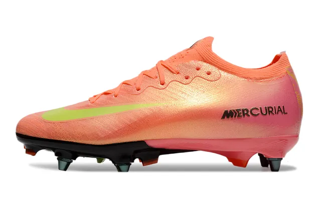 Nike Orange Yellow Low-Cut Sock-Fit Upper Iridescent Synthetic Firm-Ground Soccer Shoes 8