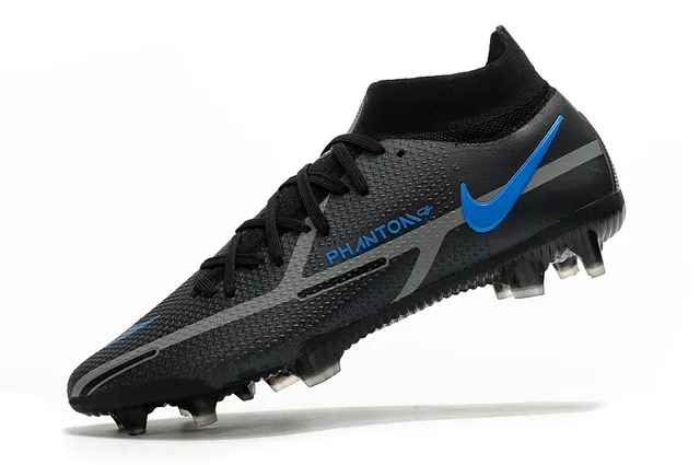 Nike Phantom GT Preto e Azul Firm-Ground Sapatos de Futebol 4