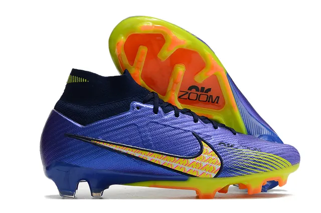 Nike Phantom GT Chaussures de football bleu multicolor à col haut type chaussette terrain ferme 1