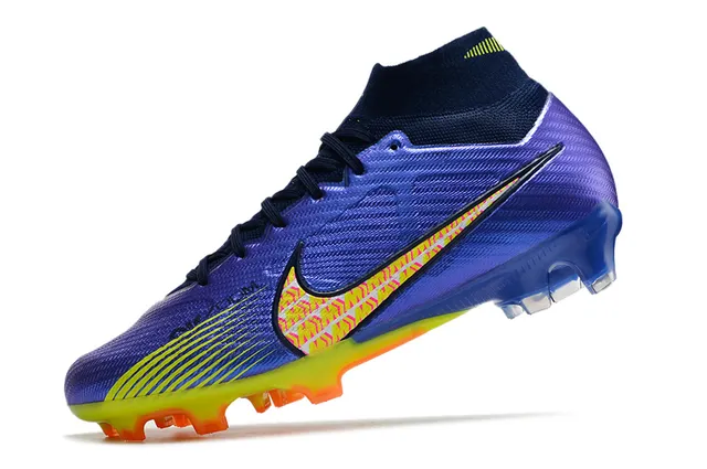Nike Phantom GT Chaussures de football bleu multicolor à col haut type chaussette terrain ferme 4