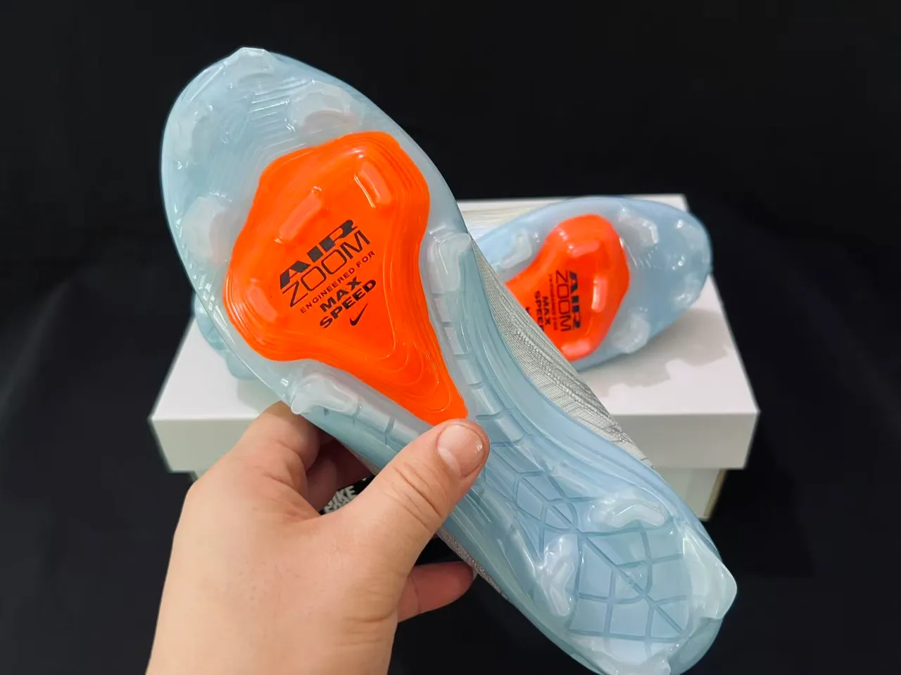 Nike Phantom GT Blue Orange Flyknit Upper Low-Cut Collar Firm-Ground Soccer Shoes 9