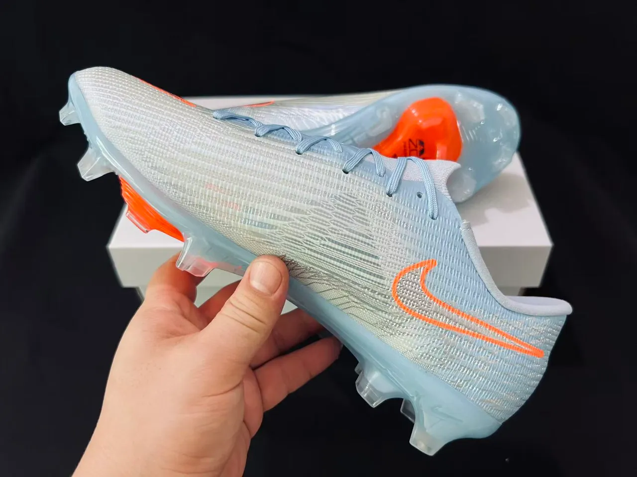 Nike Phantom GT Blue Orange Flyknit Upper Low-Cut Collar Firm-Ground Soccer Shoes 11
