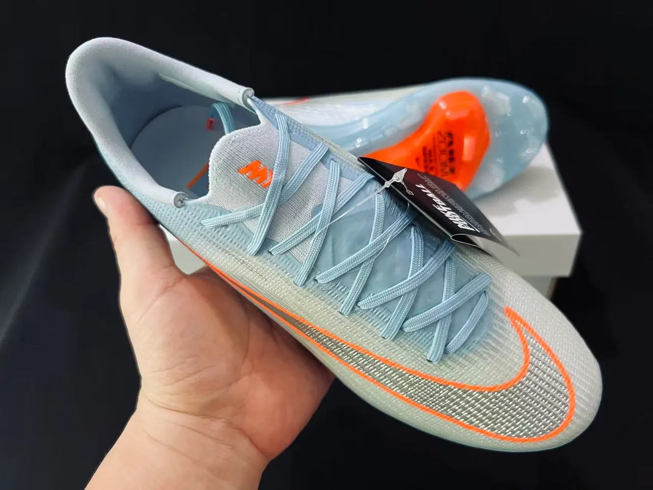 Nike Phantom GT Blue Orange Flyknit Upper Low-Cut Collar Firm-Ground Soccer Shoes 12
