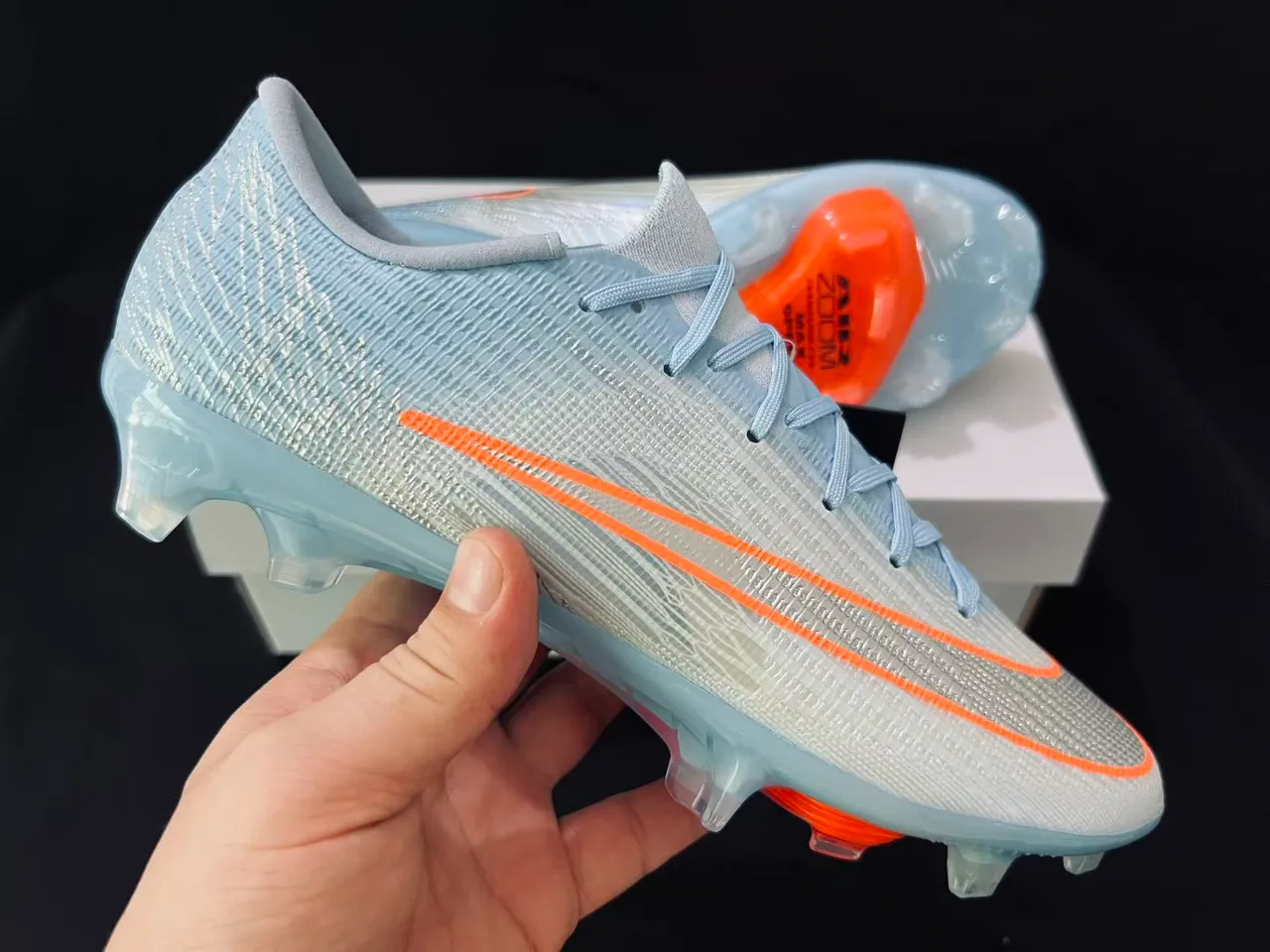 Nike Phantom GT Blue Orange Flyknit Upper Low-Cut Collar Firm-Ground Soccer Shoes 13