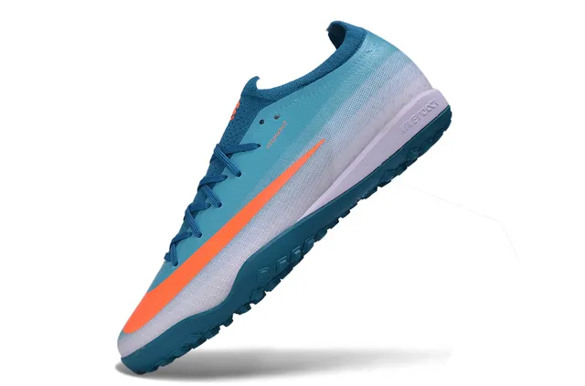 Nike Phantom GT Parte superior de tejido azul naranja boca baja para césped zapatillas de fútbol 3