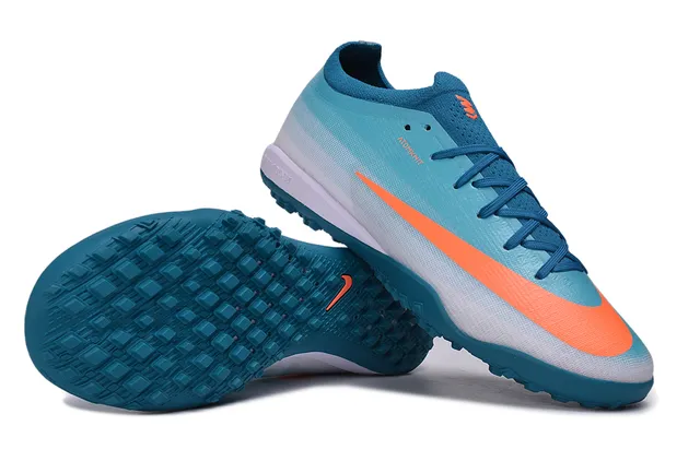 Nike Phantom GT Parte superior de tejido azul naranja boca baja para césped zapatillas de fútbol 4