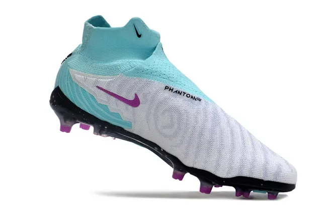 Nike Phantom GT Blue Purple Sock-Fit Knit Upper Asymmetrical Lacingless Design Firm-Ground Soccer Shoes 2