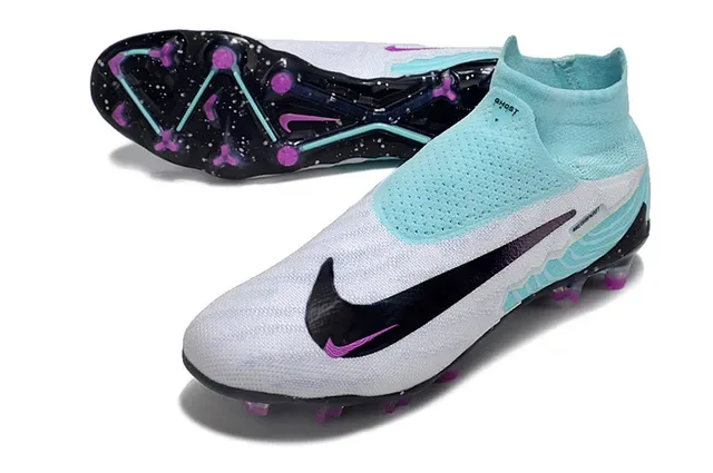 Nike Phantom GT Blue Purple Sock-Fit Knit Upper Asymmetrical Lacingless Design Firm-Ground Soccer Shoes 4