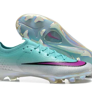 Nike Phantom GT Blue Silver Low-Cut Knit Upper Iridescent TPU Cage Firm-Ground Soccer Shoes
