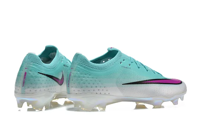 Nike Phantom GT Blue Silver Low-Cut Knit Upper Iridescent TPU Cage Firm-Ground Soccer Shoes 5