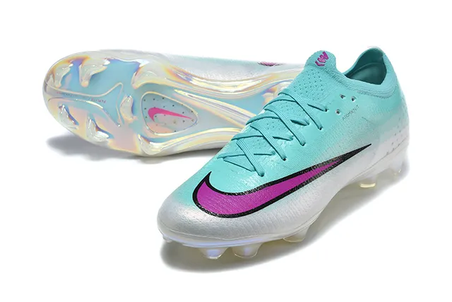 Nike Phantom GT Blue Silver Low-Cut Knit Upper Iridescent TPU Cage Firm-Ground Soccer Shoes 6