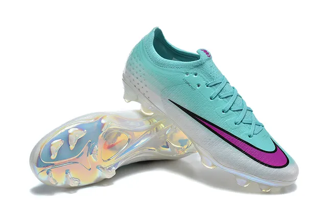 Nike Phantom GT Blue Silver Low-Cut Knit Upper Iridescent TPU Cage Firm-Ground Soccer Shoes 7