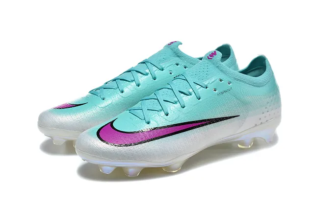 Nike Phantom GT Blue Silver Low-Cut Knit Upper Iridescent TPU Cage Firm-Ground Soccer Shoes 8