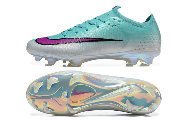 Nike Phantom GT Blue Silver Low-Cut Knit Upper Iridescent TPU Cage Firm-Ground Soccer Shoes 9