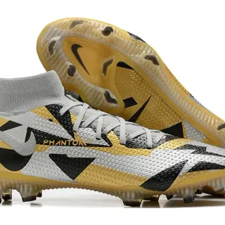 Nike Phantom GT Gold Black High-Cut Sock-Fit Collar أحذية كرة القدم على أرض صلبة