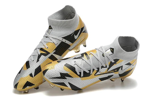 Nike Phantom GT Gold Black High-Cut Sock-Fit Collar Firm-Ground Soccer Shoes 2