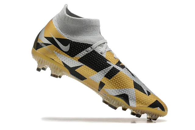 Nike Phantom GT Gold Black High-Cut Sock-Fit Collar Firm-Ground Soccer Shoes 3