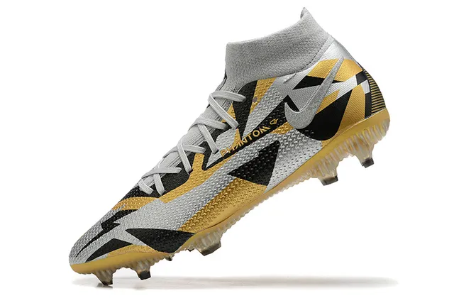 Nike Phantom GT Gold Black High-Cut Sock-Fit Collar Firm-Ground Soccer Shoes 4